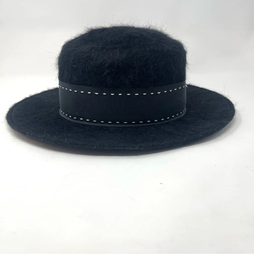 Vintage Mahara Mohair & Wool Wide Brim Hat‎ – Union Made – Black Statement Hat - Picture 7 of 10